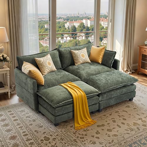Chenille Lounge Chair with Ottoman, Beige, 1-Seat R52165
