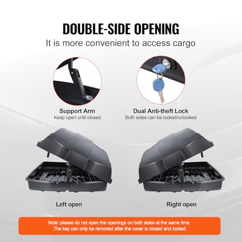 Rooftop Cargo Carrier, 18 Cubic Feet Hard Shell Roof Box, Dual-Sided Opening W552283