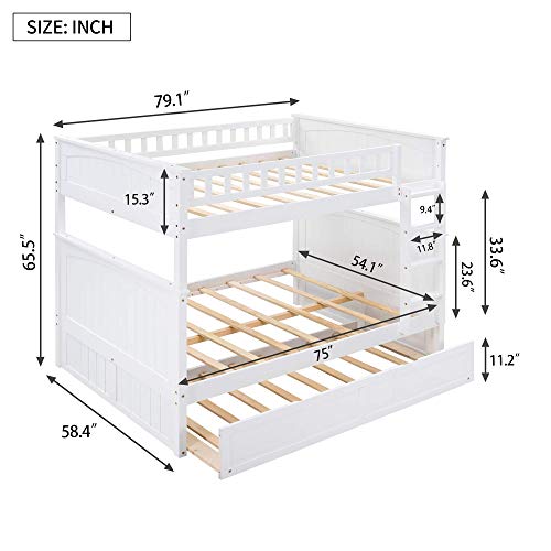 Twin Over Full Bunk Bed with Slide and Stairs for Kids I642