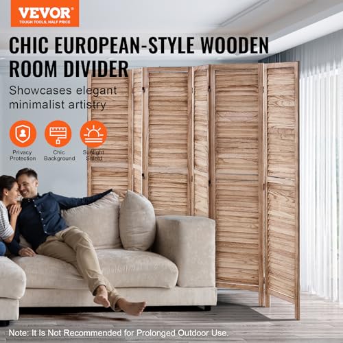4 Panel Folding Wood Room Divider, 66.9 Inch Tall Privacy Screen I263