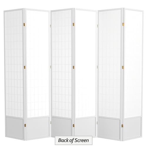 7 ft. Tall Window Pane Shoji Screen Room Divider, 3 Panels, White S15216