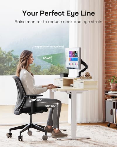 Electric Standing Desk with Drawers, Height Adjustable, Black C6615