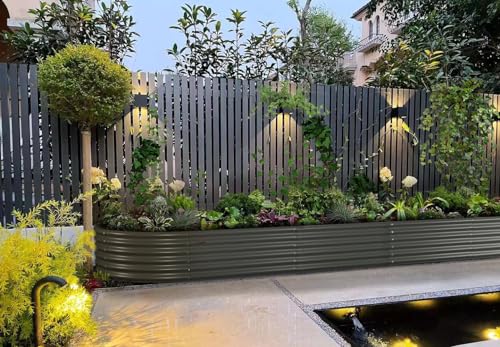 Galvanized Raised Garden Bed Oval Metal Planter Box for Vegetables Flowers U63502