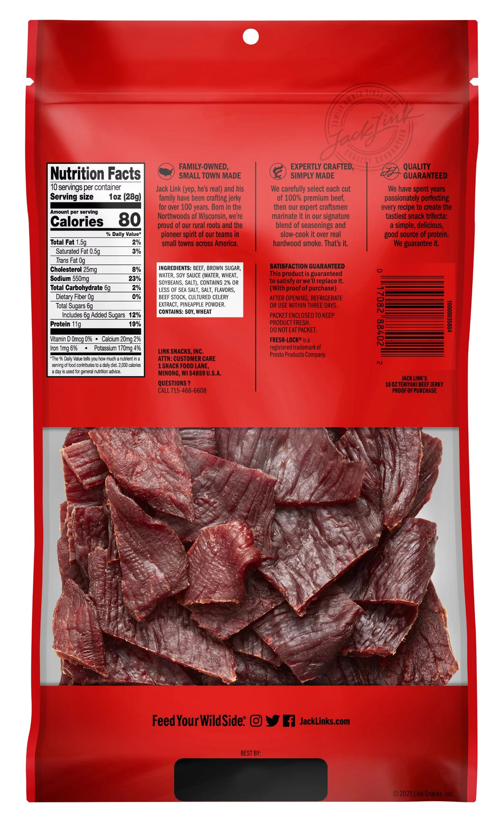 Beef Teriyaki Jerky 10oz Resealable Bag D984