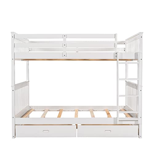 Twin Over Full Bunk Bed with Slide and Stairs for Kids I642