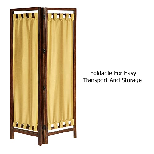 4 Panel Folding Wood Room Divider, Antique Brown, 72 x 80 P209