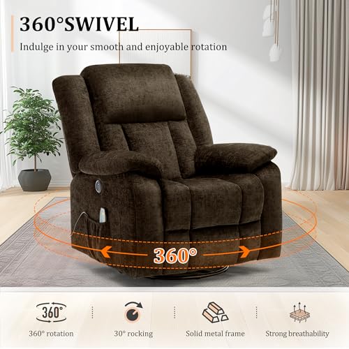 Swivel Glider Recliner Chair with Massage and Heating U99902