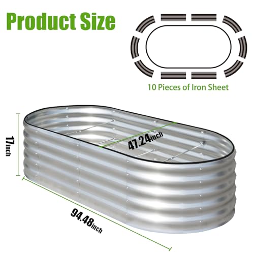 Galvanized Raised Garden Bed, 4x2x1ft Oval Metal Planter Box for Outdoor Plants Vegetables X93266