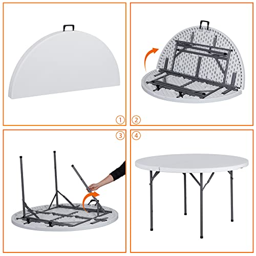 Portable 4 Foot Plastic Folding Table, Indoor Outdoor Heavy Duty, White Y15191