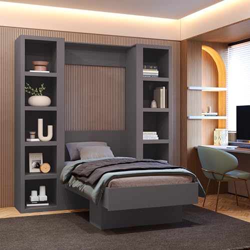 Queen Murphy Wall Bed with Two Bookshelves Z468