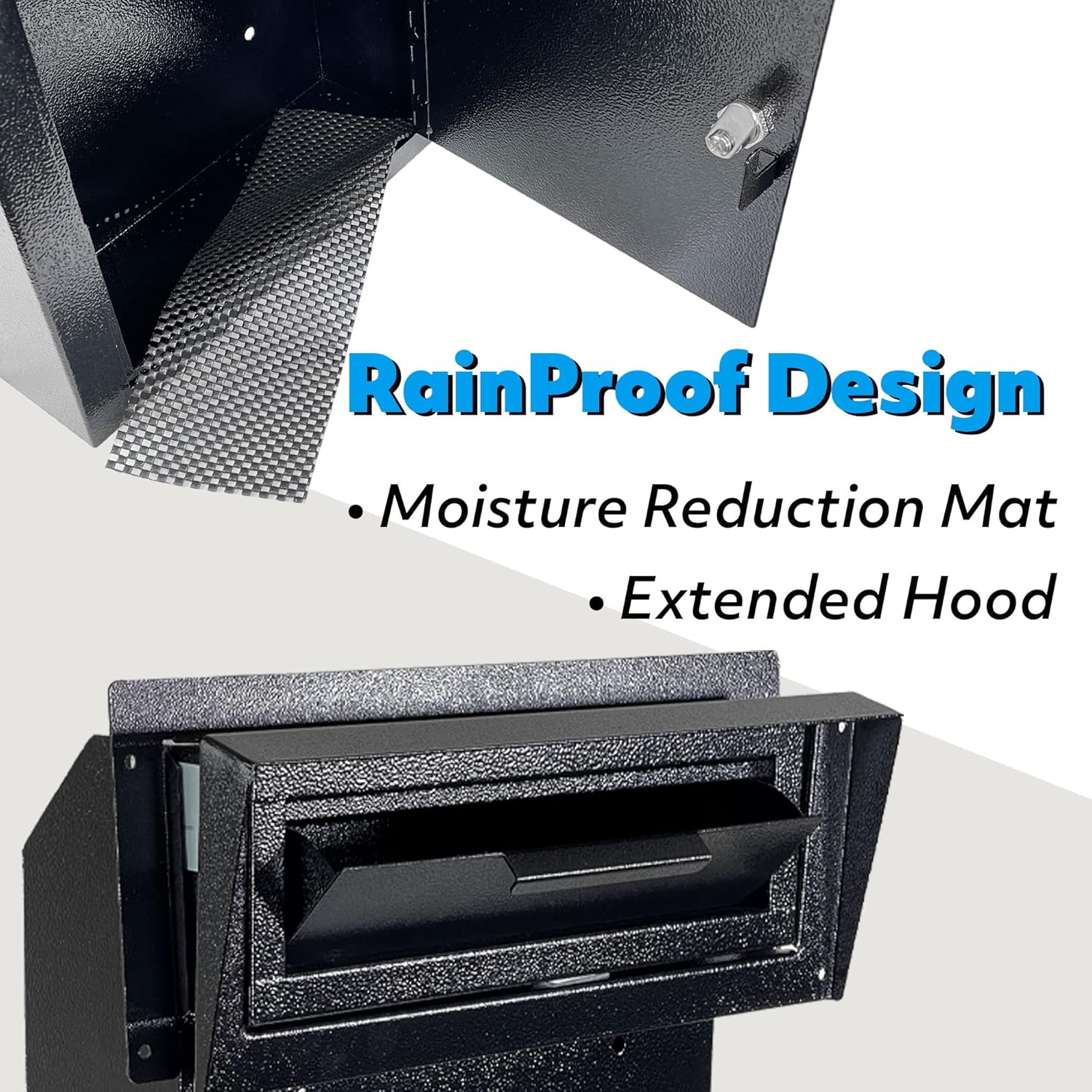 Rainproof Heavy Duty Mailbox Door Drop Box - Galvanized Steel Weatherproof for Keys, Deposit, Mails (Black) A8757