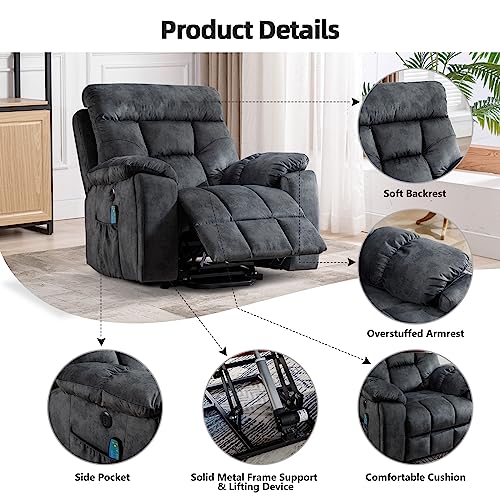 Large Power Lift Recliner Chair with Massage and Heat for Elderly Big and Tall People W6159