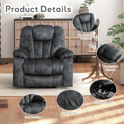 Manual Recliner Chair with Massage and Heat for Adults, Brown O26736