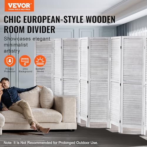 4 Panel Folding Wood Room Divider, 66.9 Inch Tall Privacy Screen I263