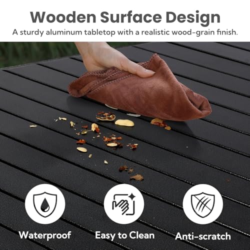 Portable Outdoor Camping Table for 2-6 Person, Foldable with Aluminum Roll-Up Top and Carry Bag P297255