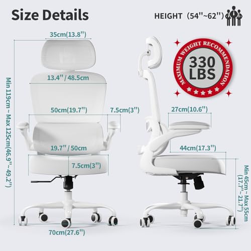 Ergonomic Mesh Office Chair with Wheels, High Back, 330 LBS Capacity A84765