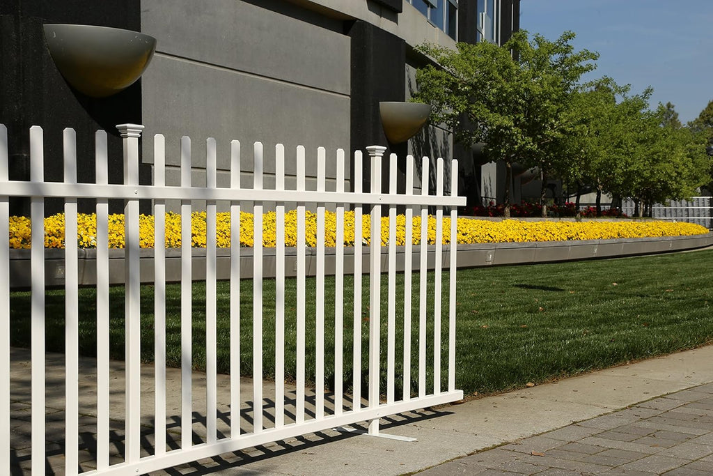 Lightweight Portable Vinyl Picket Fence Kit with Metal Base, White R746255