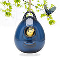 Birdhouse Ceramic Hanging Birdhouses Bird Hut Hanging Outdoor Birdhouse for Wild Birds, Finch, Cardinal, and Bluebird - Blue
