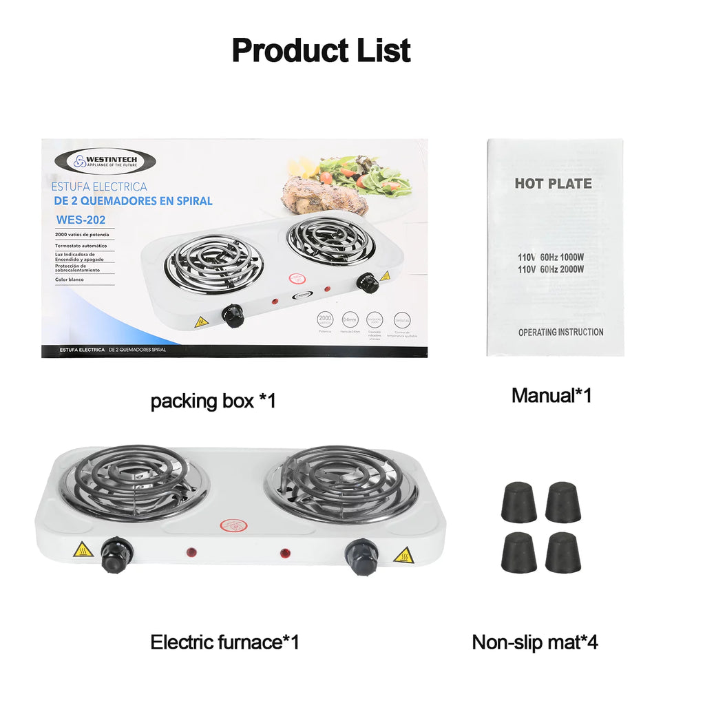Double Trouble Hot Plate: 2000W Electric Stove Burners for Cooking A43853