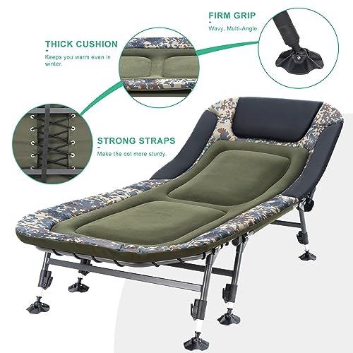 Folding Camping Cot with Mattress for Adults, Portable Outdoor Lounger A59312