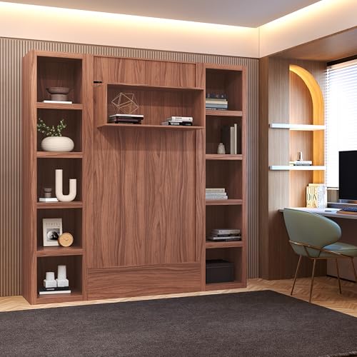 Queen Murphy Wall Bed with Two Bookshelves Z468