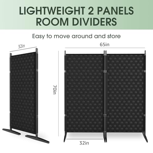 2 Panel Room Divider - Folding Privacy Screen for Indoor Separation V2920