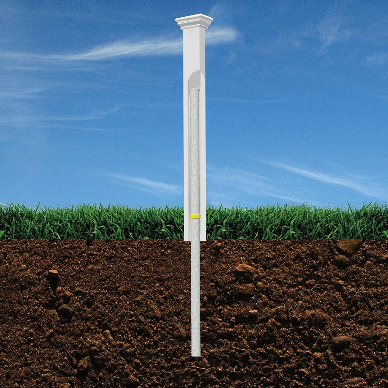 Vinyl Post, 3 ft Tall, White T9619