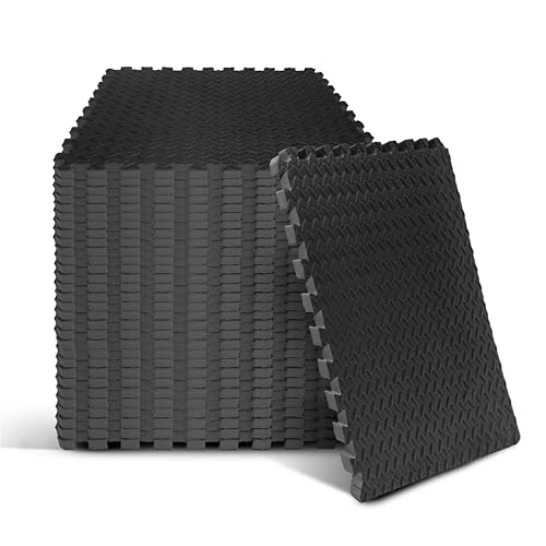 Puzzle Exercise Mat for Home Gym, EVA Interlocking Foam Floor Tiles with Border O344855