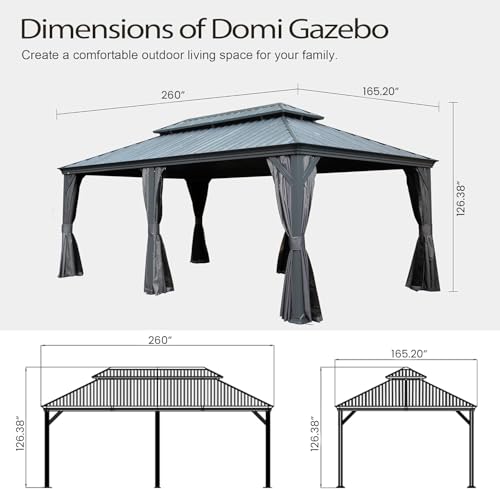 10 x 10 ft Hardtop Gazebo with Netting and Curtains, Galvanized Steel Roof for Patio K80436