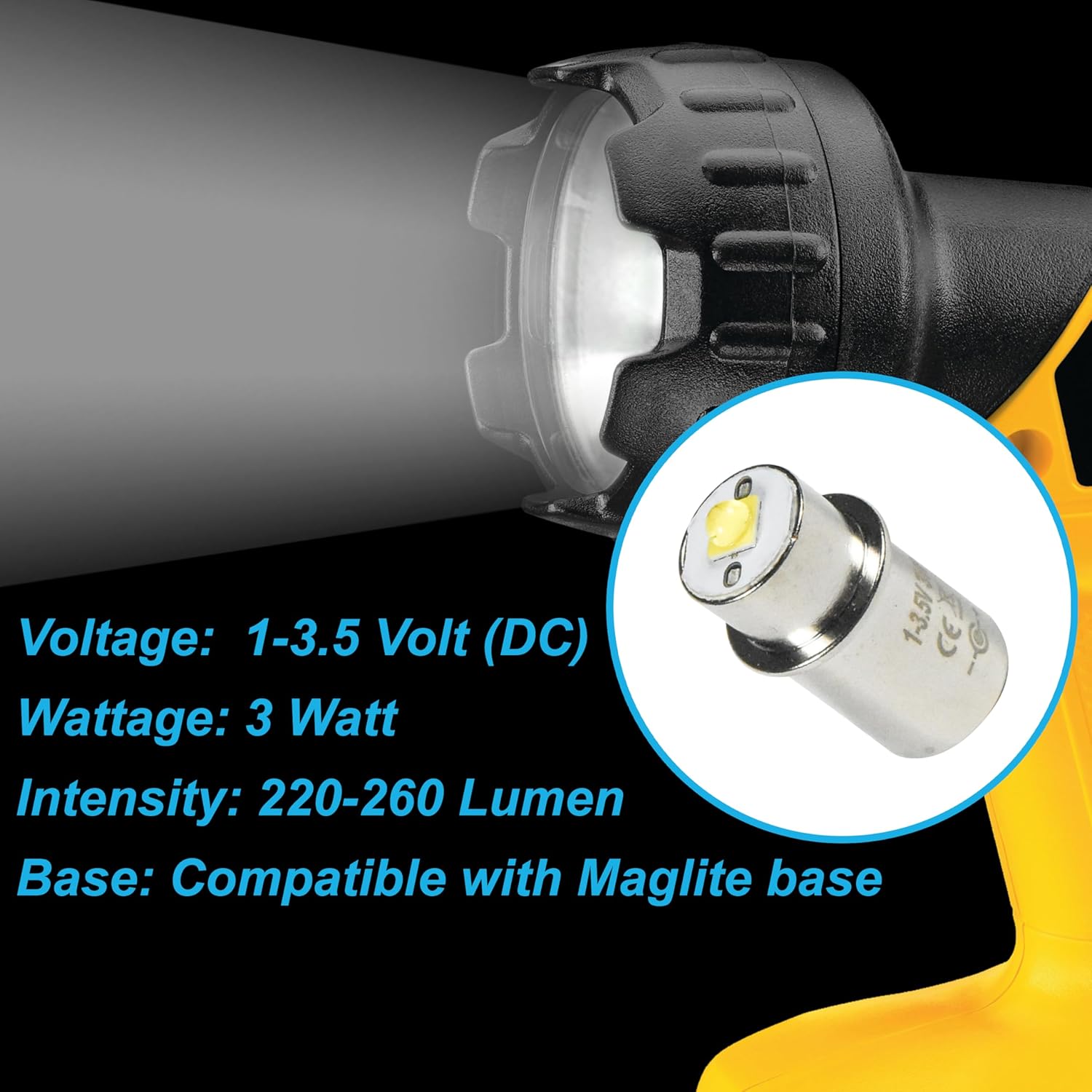 High Power 3W LED Bulb for 2D 3D / 2C 3C / 2-3 D C Cell Flashlights W1375