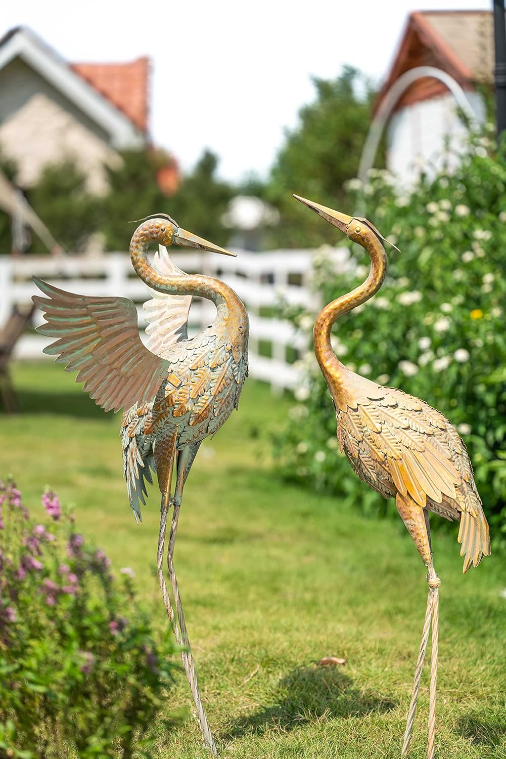 Large Crane Bird Metal Garden Art Heron Sculpture Lawn Ornament O3278