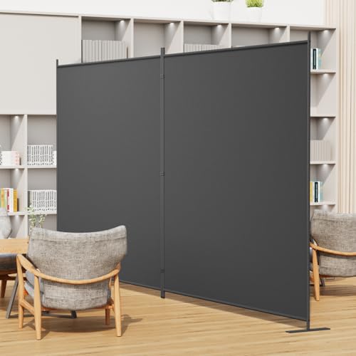 8-Panel 6 ft Tall Indoor Folding Room Divider, Portable Privacy Screen, Freestanding Partition, Dark Grey G253901