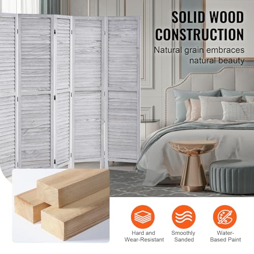 4 Panel Folding Wood Room Divider, 66.9 Inch Tall Privacy Screen I263