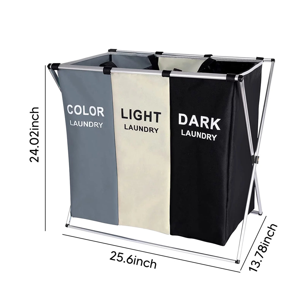 3 Section 145L Laundry Hamper Sorter with Wheels and Removable Bags H760118