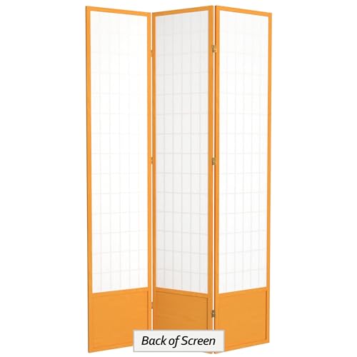 7 ft. Tall Window Pane Shoji Screen Room Divider, 3 Panels, White S15216