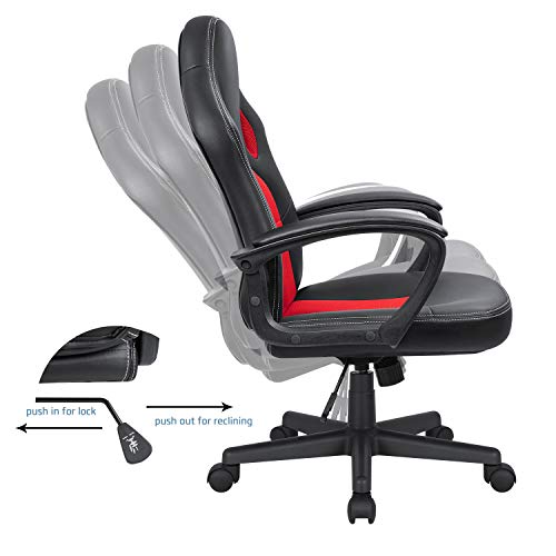 High Back Ergonomic Leather Gaming Chair, Adjustable, Blue S74277