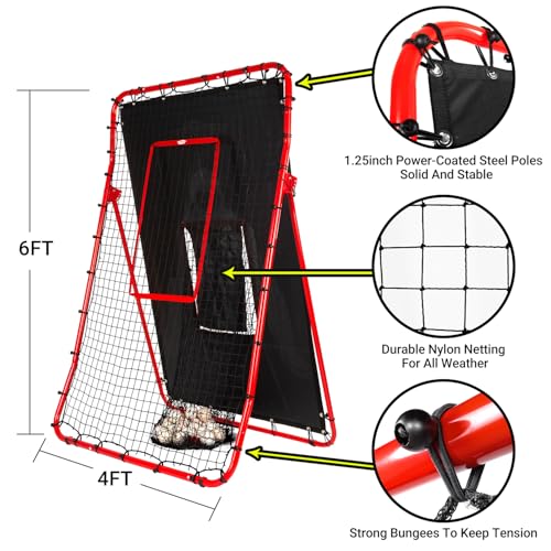 Baseball Rebounder Net with Strike Zone, Adjustable Pitching and Catching Net U99157