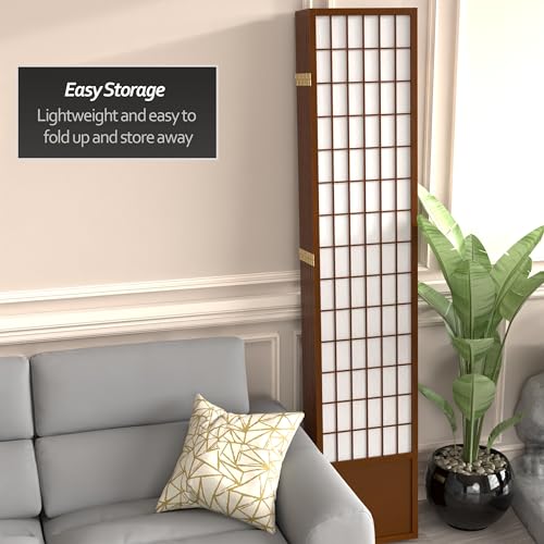 7 ft. Tall Window Pane Shoji Screen Room Divider, 3 Panels, White S15216