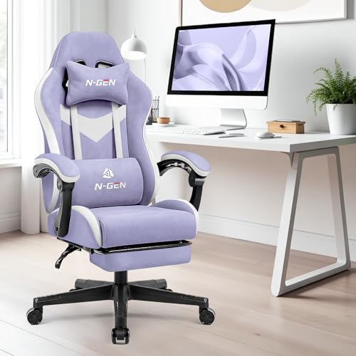Gaming Chair with Footrest Lumbar Support High Back Recliner Ergonomic Leather L124