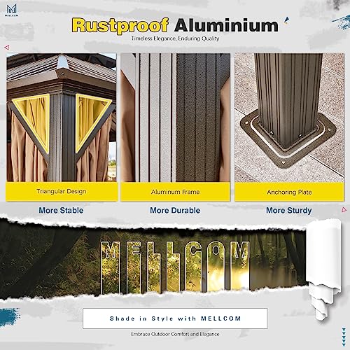 10x13 Hardtop Gazebo with Polycarbonate Double Roof, Aluminum Frame, Curtains and Netting S2701