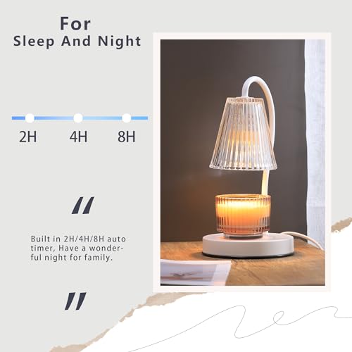 Candle Warmer Lamp with Timer and Dimmer, 2 Bulbs, White M708