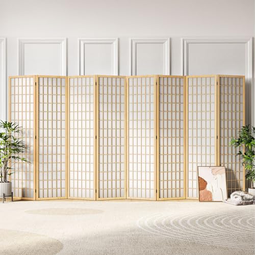 6 Panel Folding Room Divider, Japanese Shoji Screen, 5.9 Ft, Natural T81976