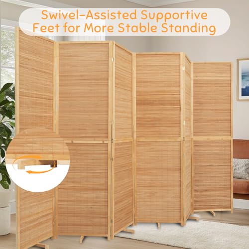 Bamboo Room Divider Folding Privacy Screen, 4 Panel, Beige N84000