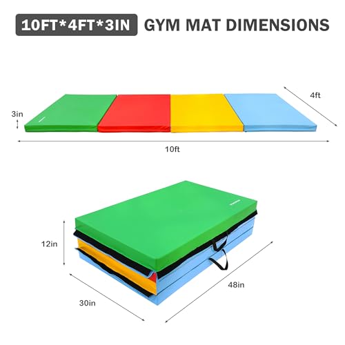 Folding Exercise Gymnastics Mat 4x10x3 Inch with Carrying Handles C40381