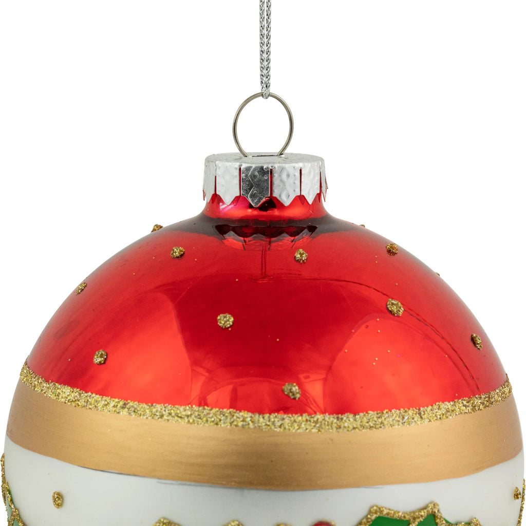 Set of 2 Glittered Christmas Glass Ball Ornaments 4" Z588069