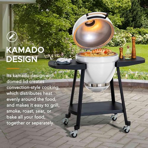 Charcoal Kamado Grill with Pizza Stone and Wheels Y970299
