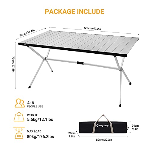 Folding Camping Table Aluminum Roll Up Portable Picnic Table Q486920
