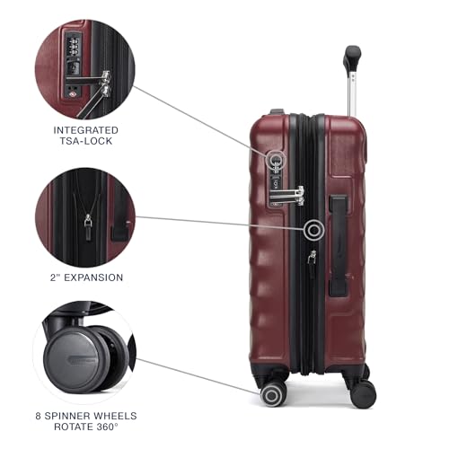 Hardside Expandable Carry-On Luggage with 8 Spinner Wheels and TSA Lock Q7052