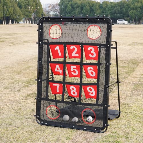 Baseball Pitching Target with Strike Zone, 9-Hole Training Net with Carry Bag L9372