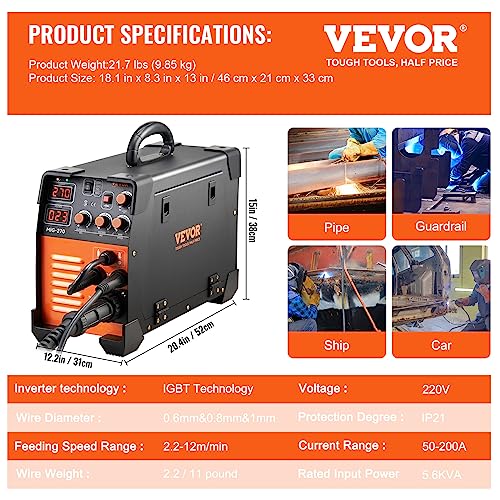 MIG Welder 270 Amp, 3 in 1 Portable Welding Machine with IGBT Inverter J457577